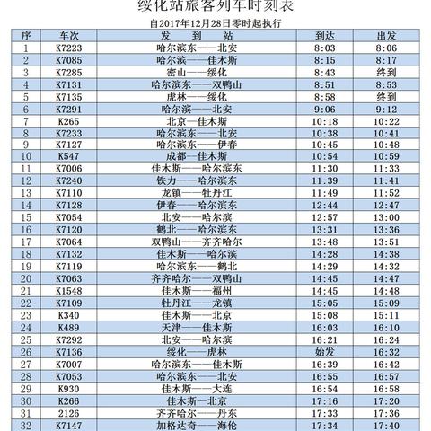 南岔站列車時(shí)刻表全面解析